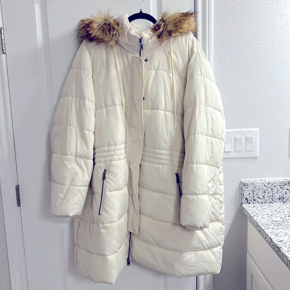 Lane Bryant’s super warm puffer coat with attachable zippered hood.